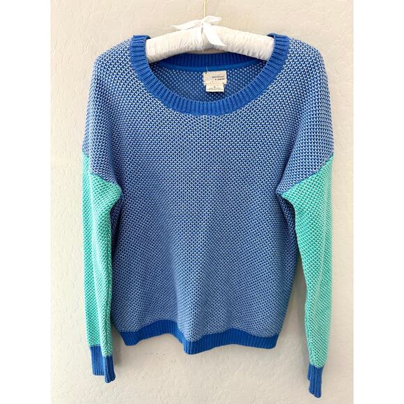 URBAN OUTFITTERS | Blue Green Colorblock Oversized Crewneck Sweater | Small - Picture 1 of 7